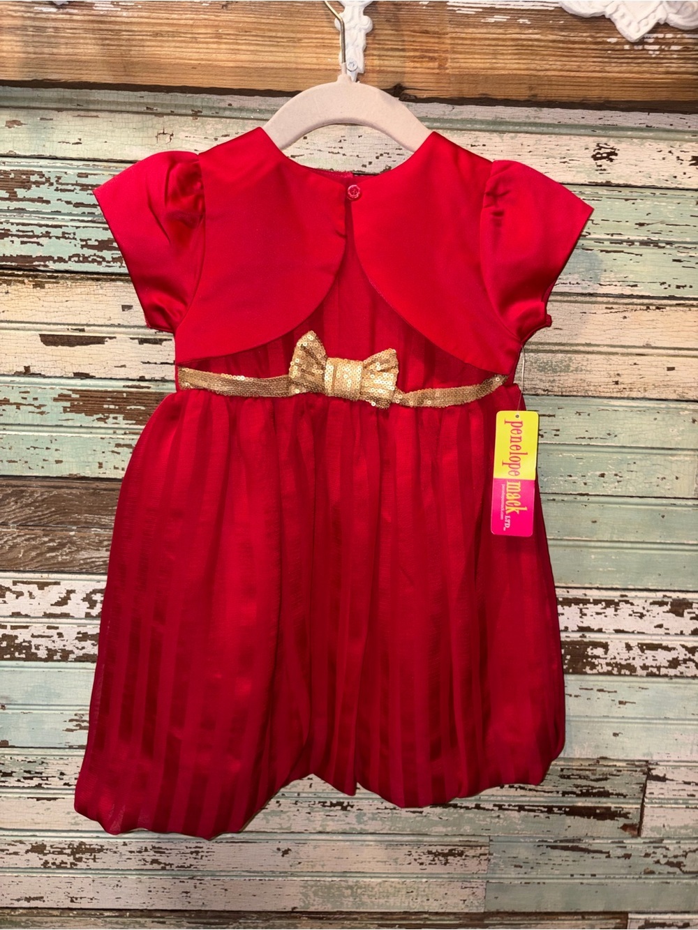 NEW Penelope Mack Red Dress Gold Sequin @ Waist & Bloomers attached underneath